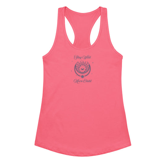 Stay Wild Moon Child Lunar Celestial Women’s Fitted RacerBack Tank by EraofInk