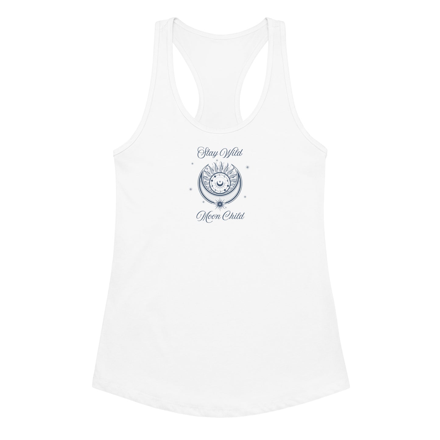 Stay Wild Moon Child Lunar Celestial Women’s Fitted RacerBack Tank by EraofInk