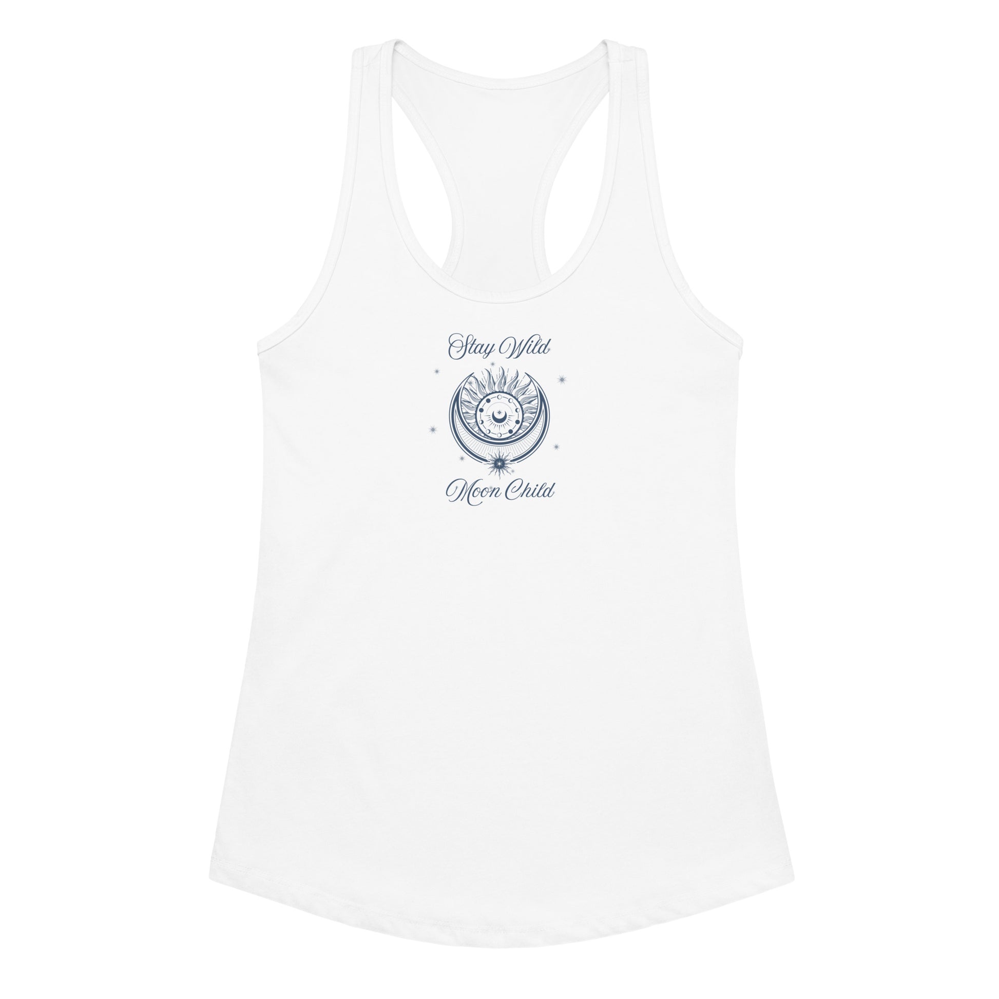 Stay Wild Moon Child Lunar Celestial Women’s Fitted RacerBack Tank by EraofInk