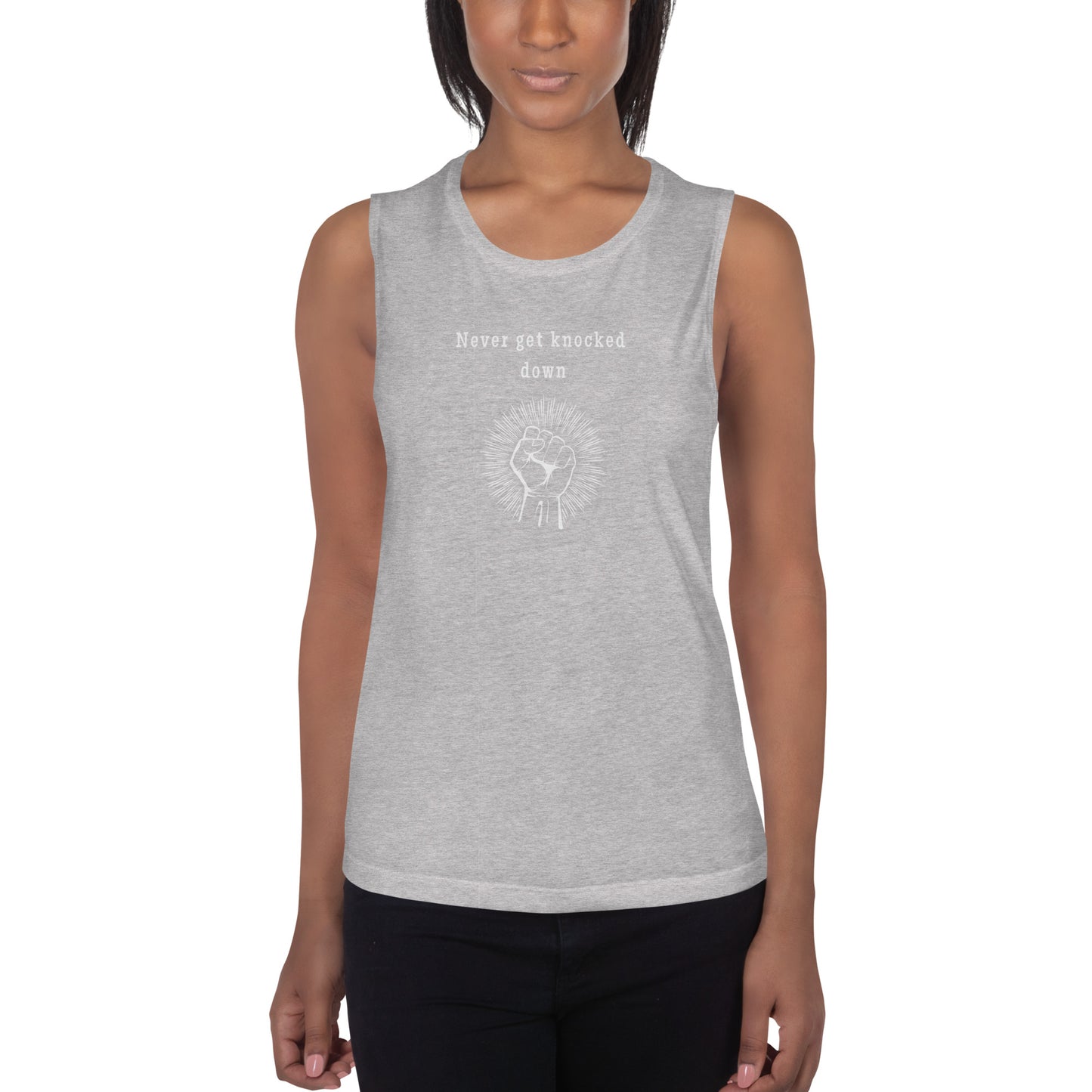 Never Get Knocked Down Ladies’ Muscle Tank by EraofInk