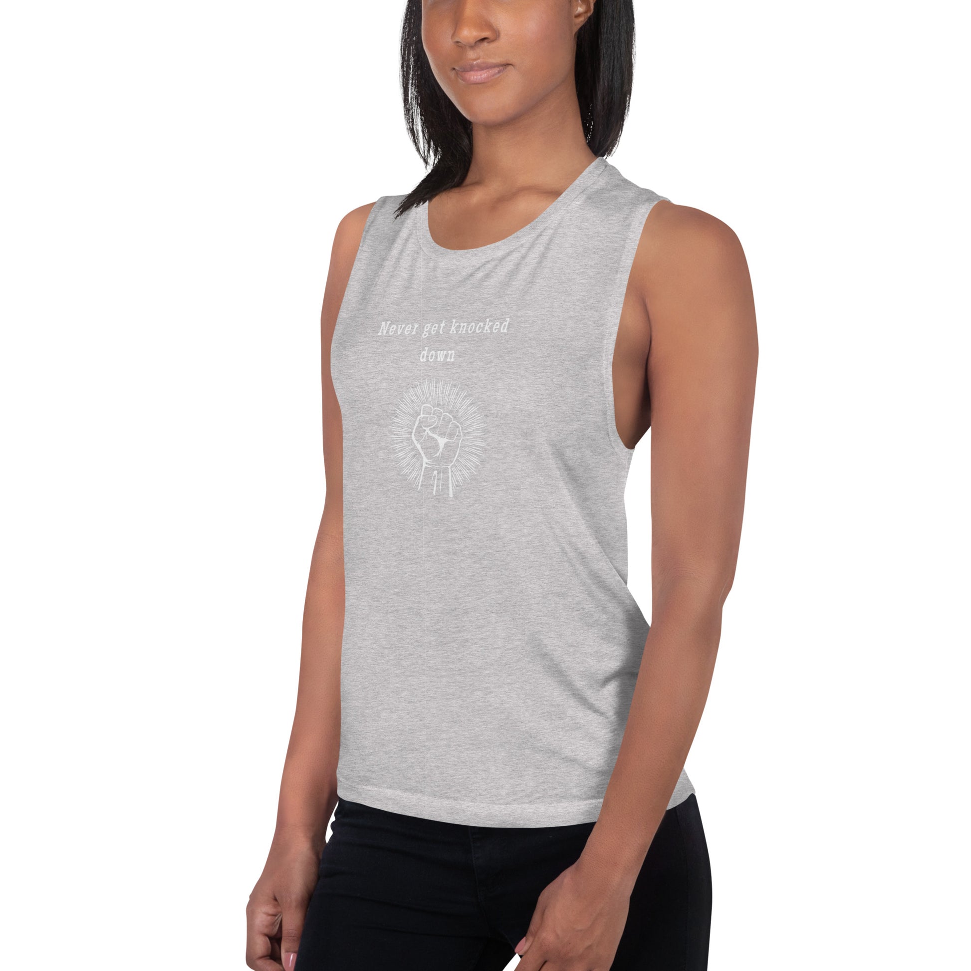 Never Get Knocked Down Ladies’ Muscle Tank by EraofInk