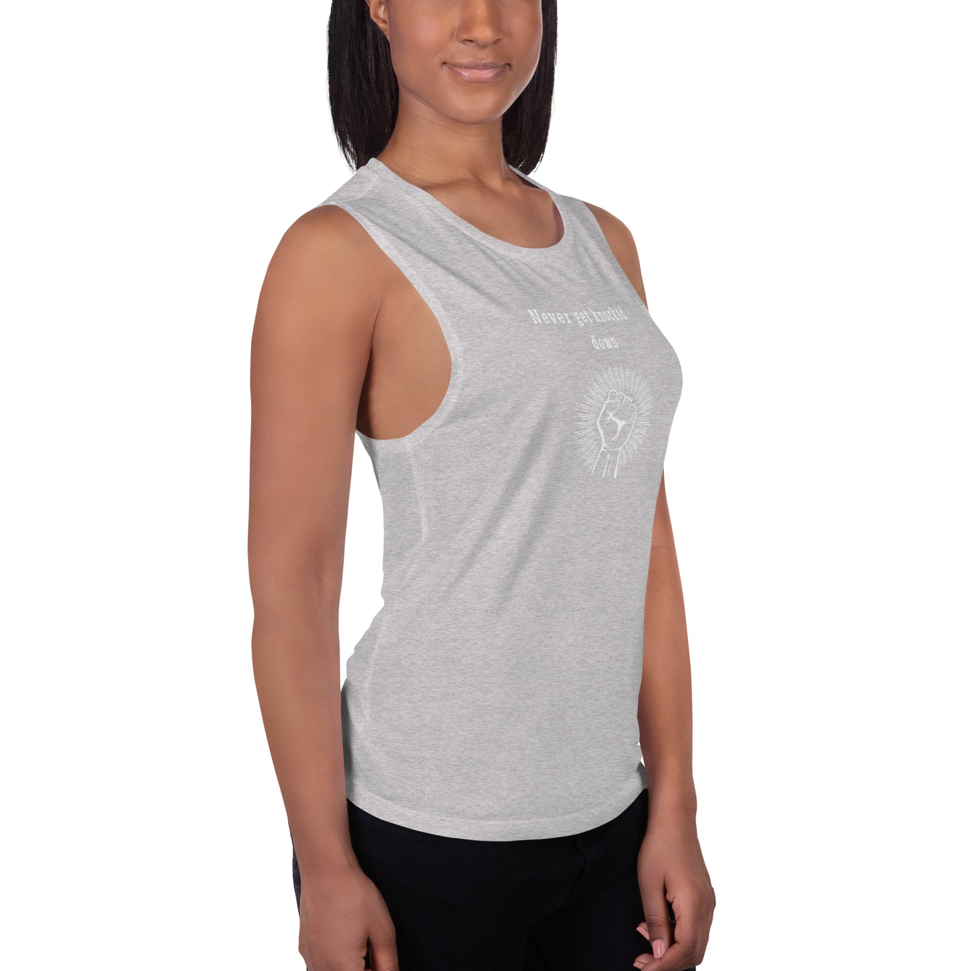 Never Get Knocked Down Ladies’ Muscle Tank by EraofInk