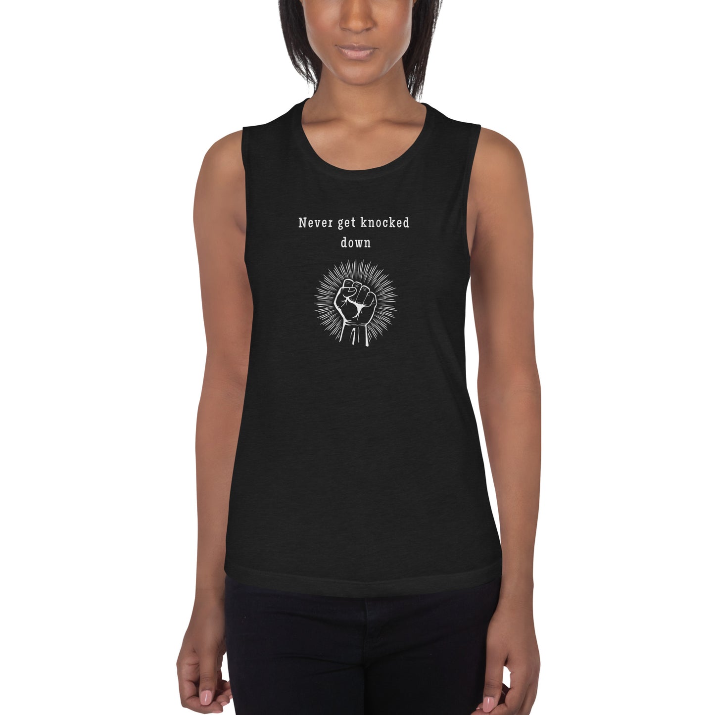 Never Get Knocked Down Ladies’ Muscle Tank by EraofInk