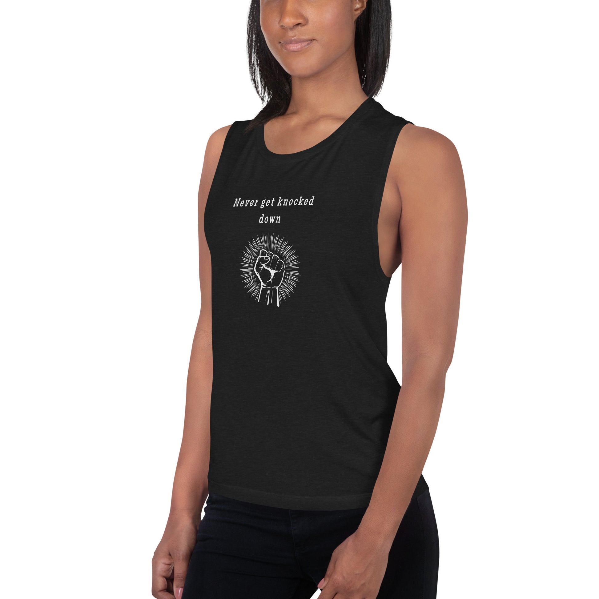 Never Get Knocked Down Ladies’ Muscle Tank by EraofInk