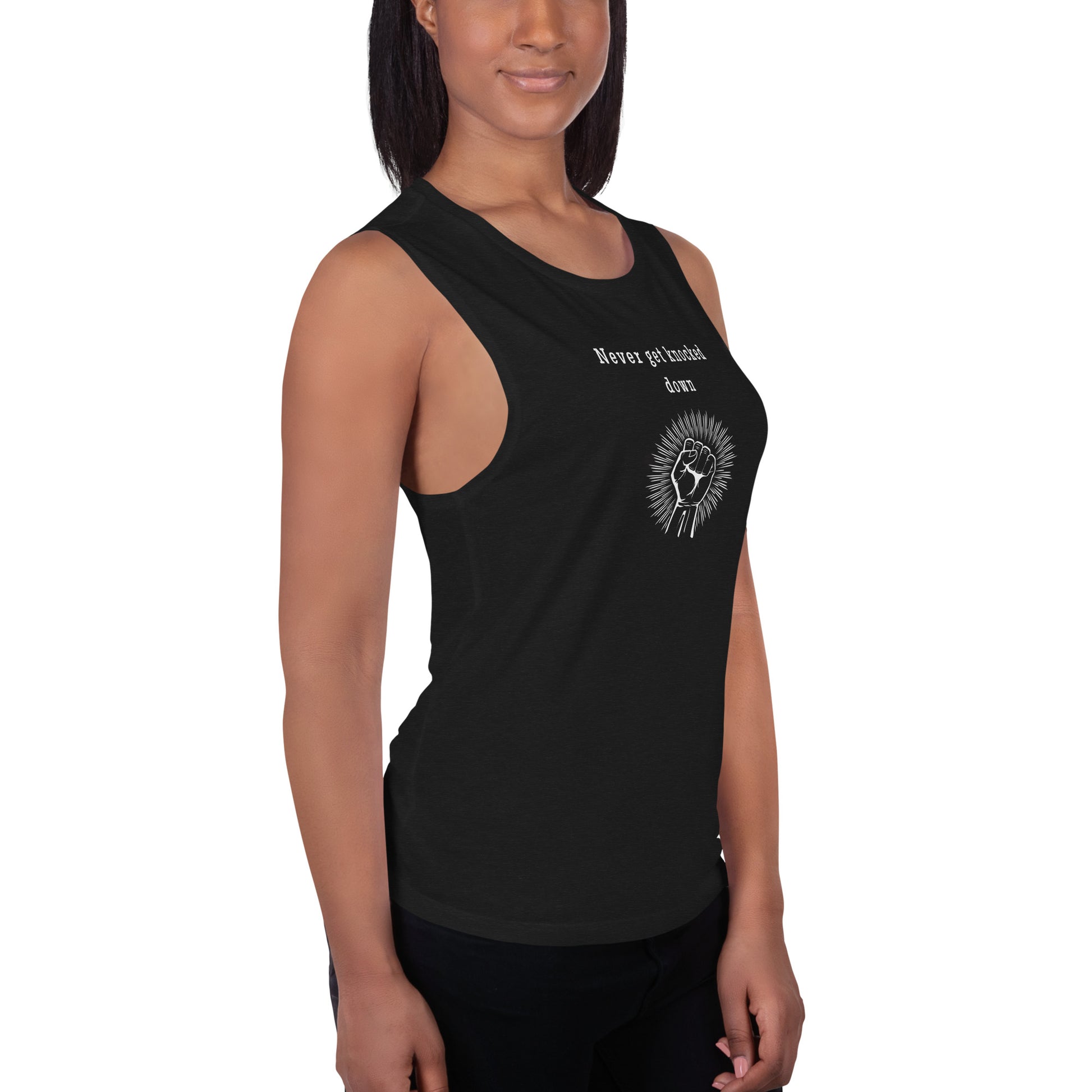 Never Get Knocked Down Ladies’ Muscle Tank by EraofInk