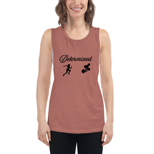 Determined Ladies’ Muscle Tank Fitness Tee by EraofInk