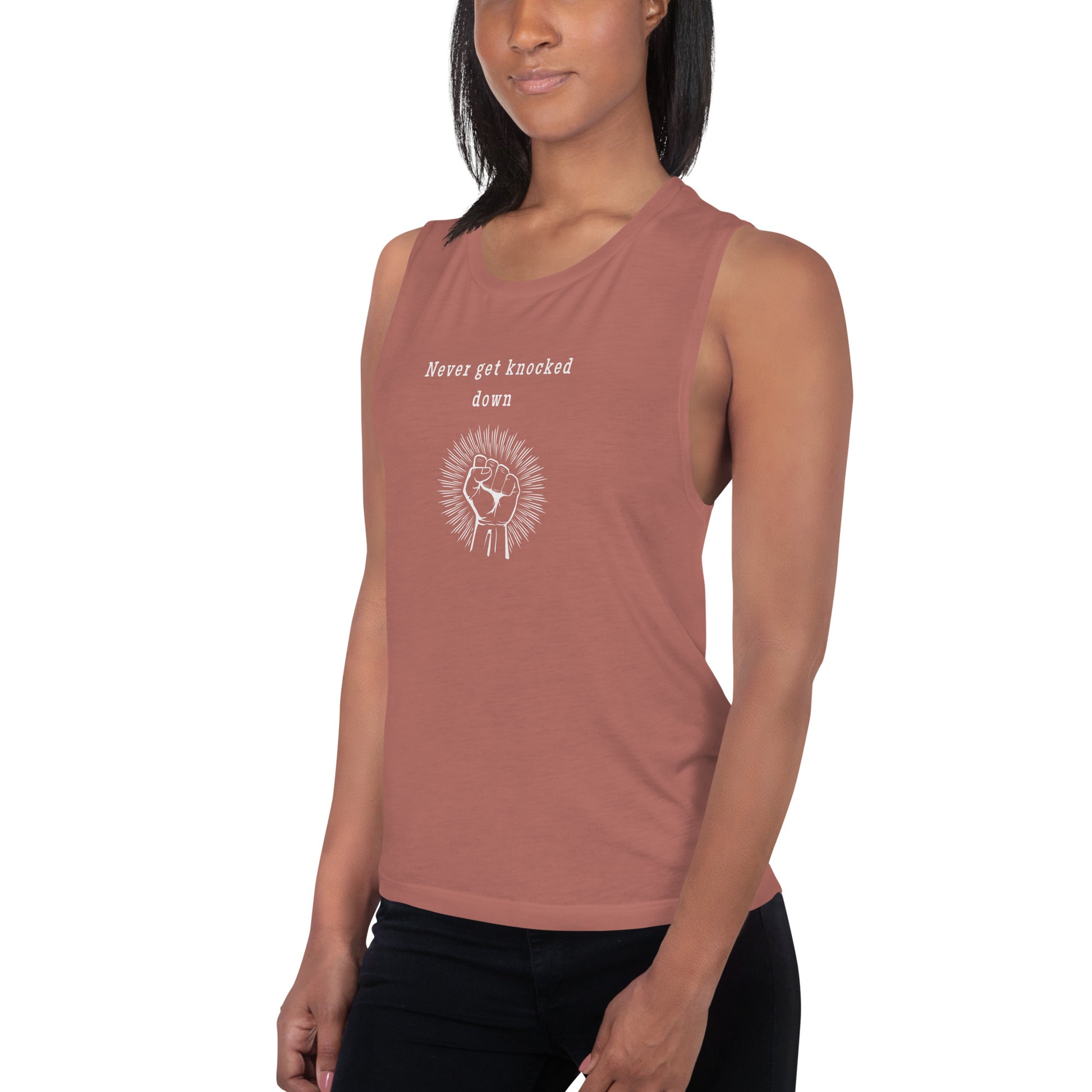 Never Get Knocked Down Ladies’ Muscle Tank by EraofInk