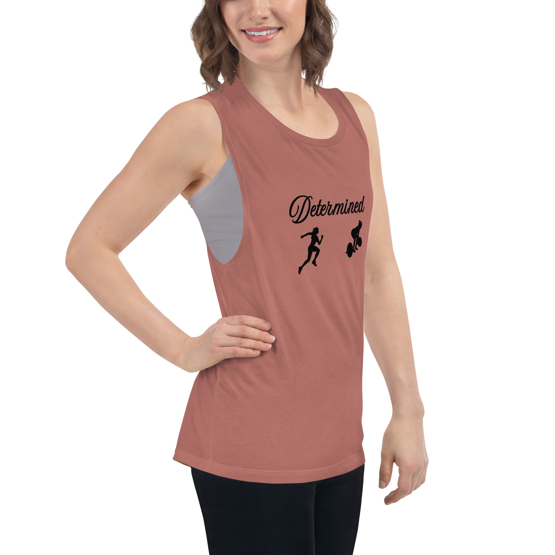 Determined Ladies’ Muscle Tank Fitness Tee by EraofInk