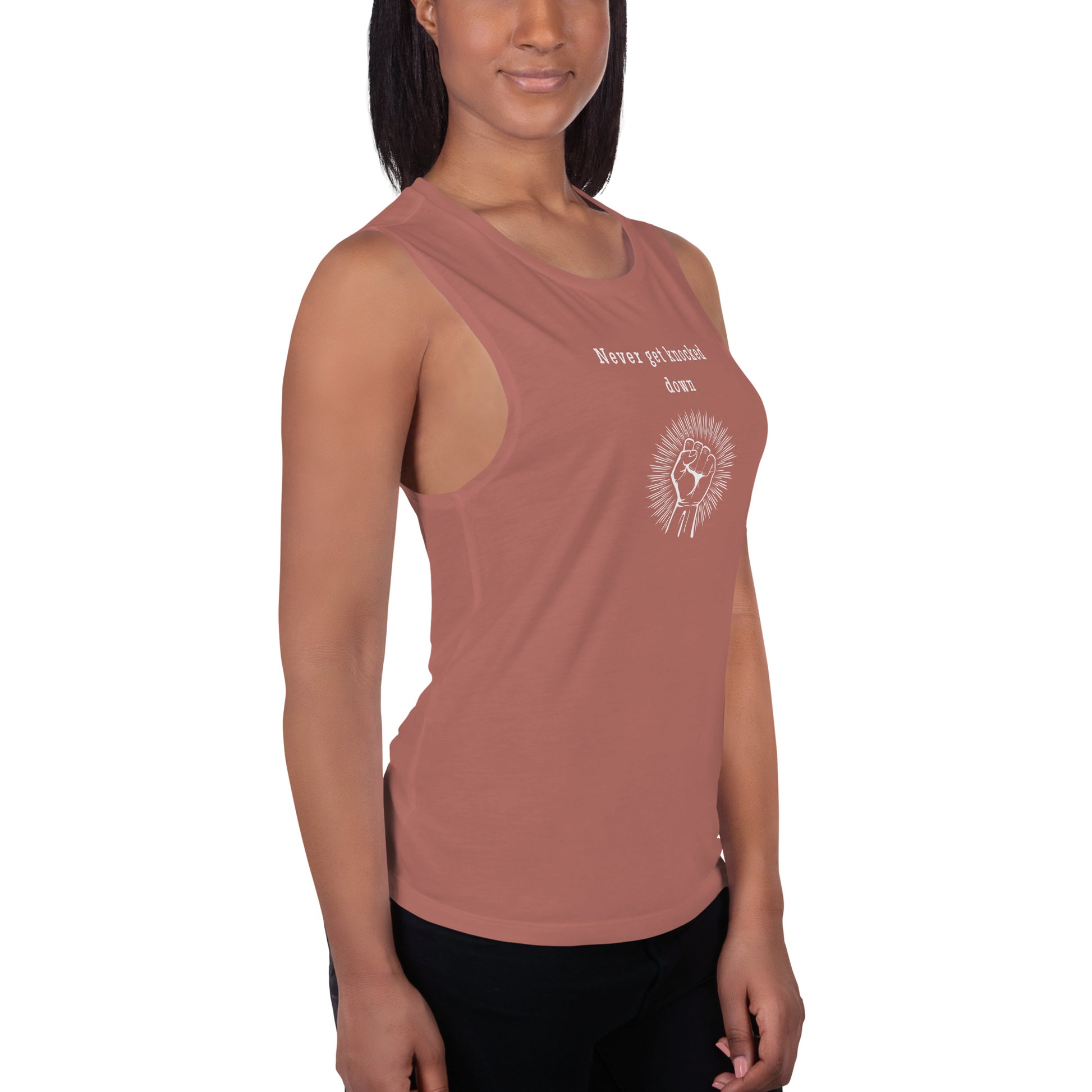 Never Get Knocked Down Ladies’ Muscle Tank by EraofInk