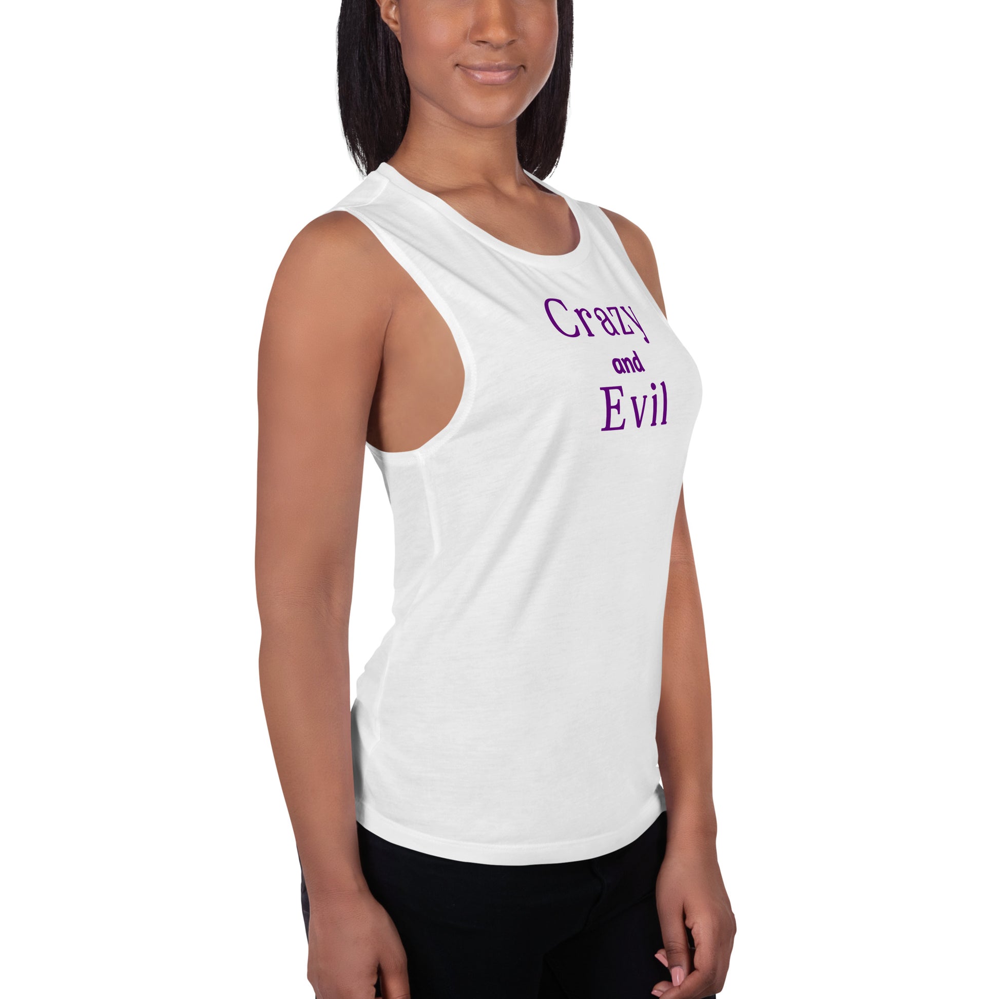 Crazy & Evil Ladies’ Muscle Tank by EraofInk