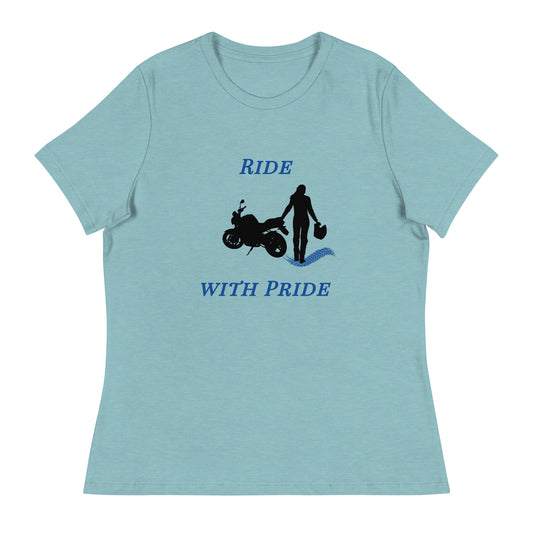 Ride with Pride Motorcycle Biker Girl Women's Relaxed Tee by EraofInk