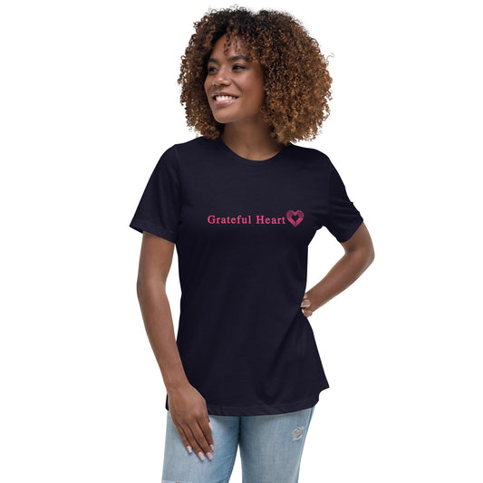 Grateful Heart with Sketched Heart Women's Relaxed Tee by EraofInk