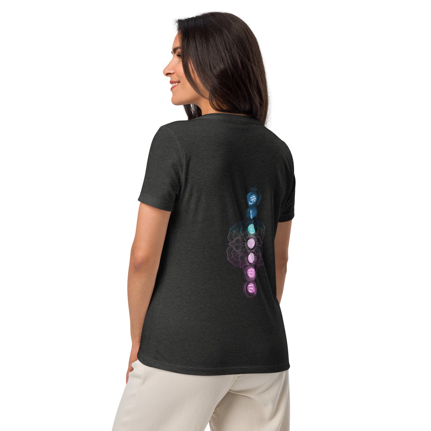 Third Eye Design with Semi Transparent Colors Women’s Relaxed V-neck Tee by EraofInk