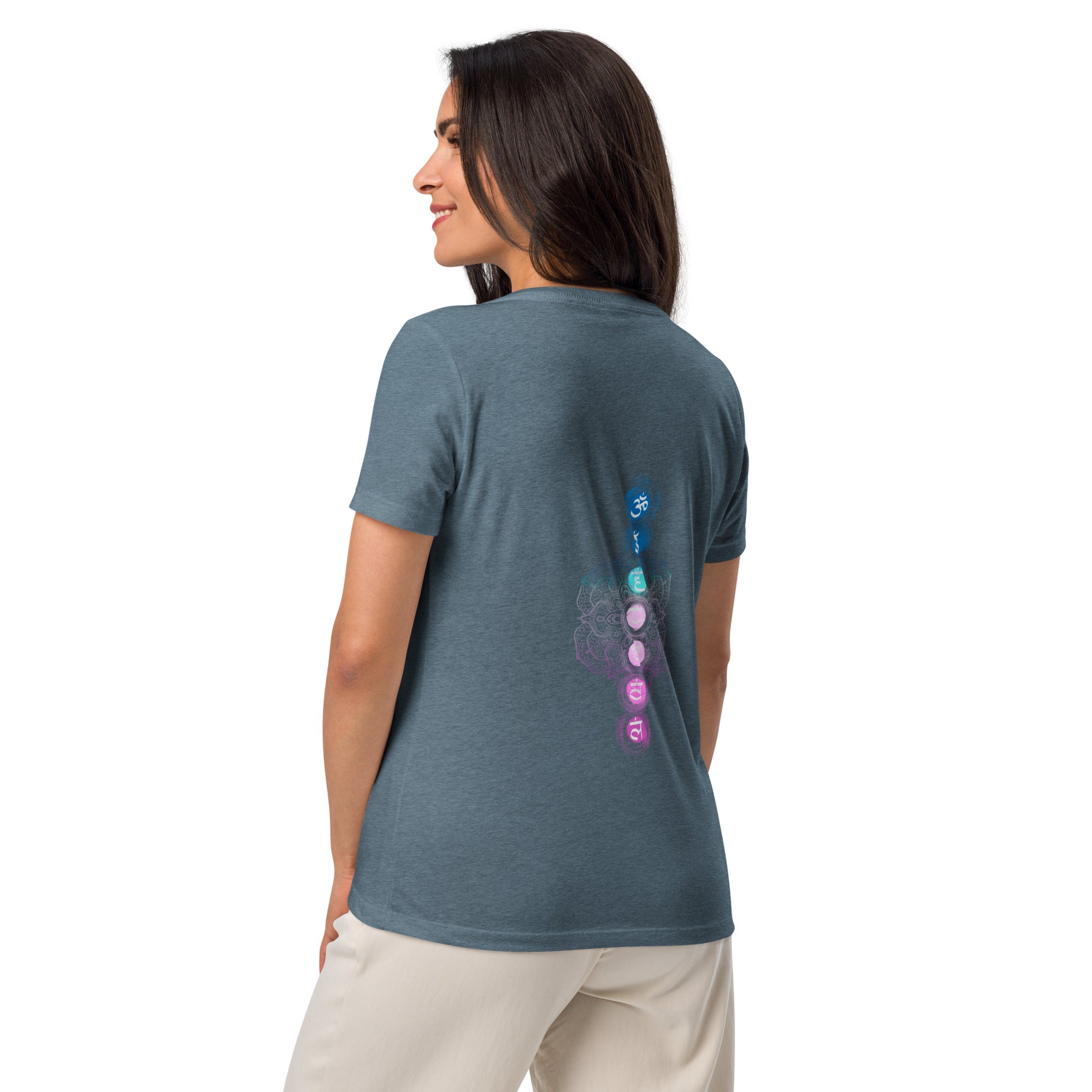 Third Eye Design with Semi Transparent Colors Women’s Relaxed V-neck Tee by EraofInk