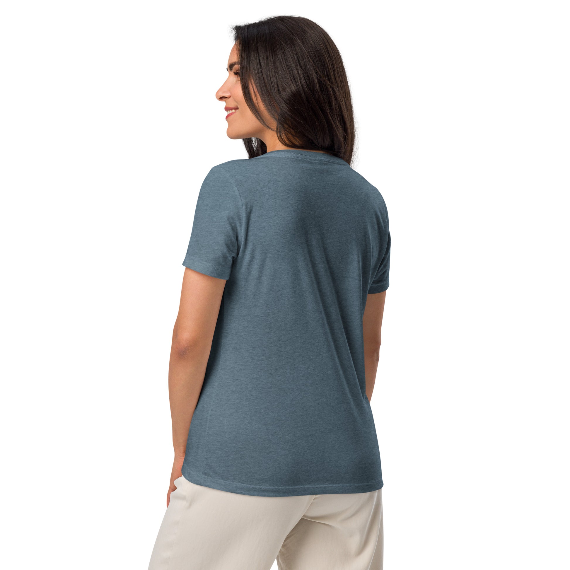 Ride Wild Motorcycle Biker Girl Women’s Relaxed V-neck Tee by EraofInk
