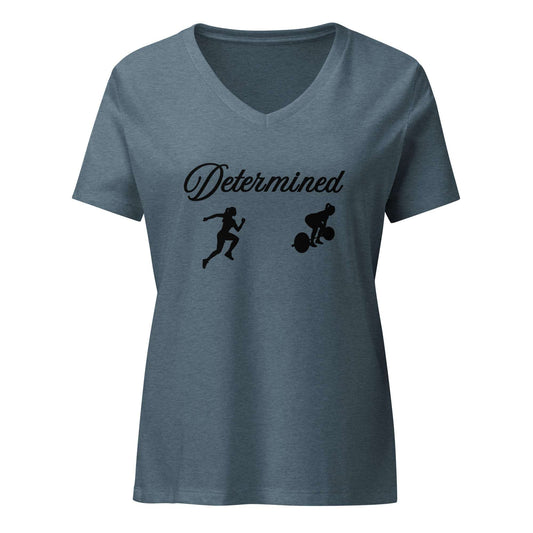 Fitness Tee Determined Women’s Relaxed V-Neck Tee by EraofInk
