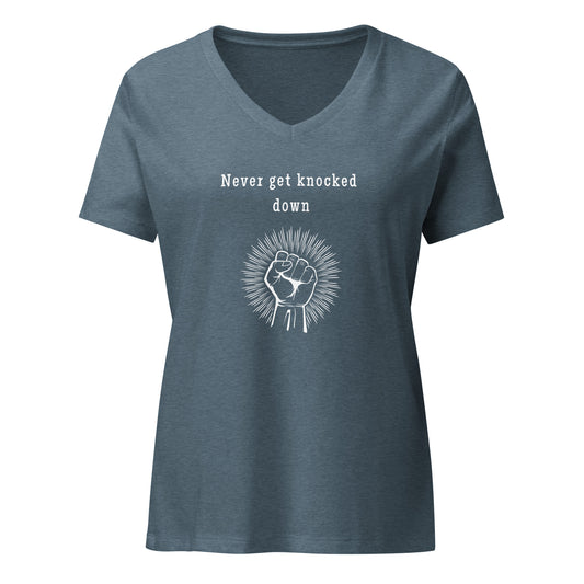 Never Get Knocked Down Women’s Relaxed V-neck Tee by EraofInk