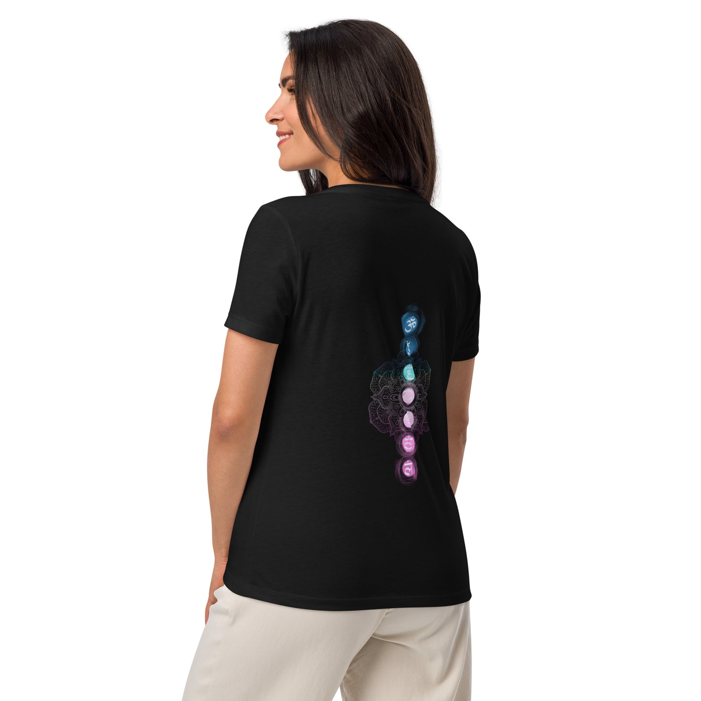 Third Eye Design with Semi Transparent Colors Women’s Relaxed V-neck Tee by EraofInk