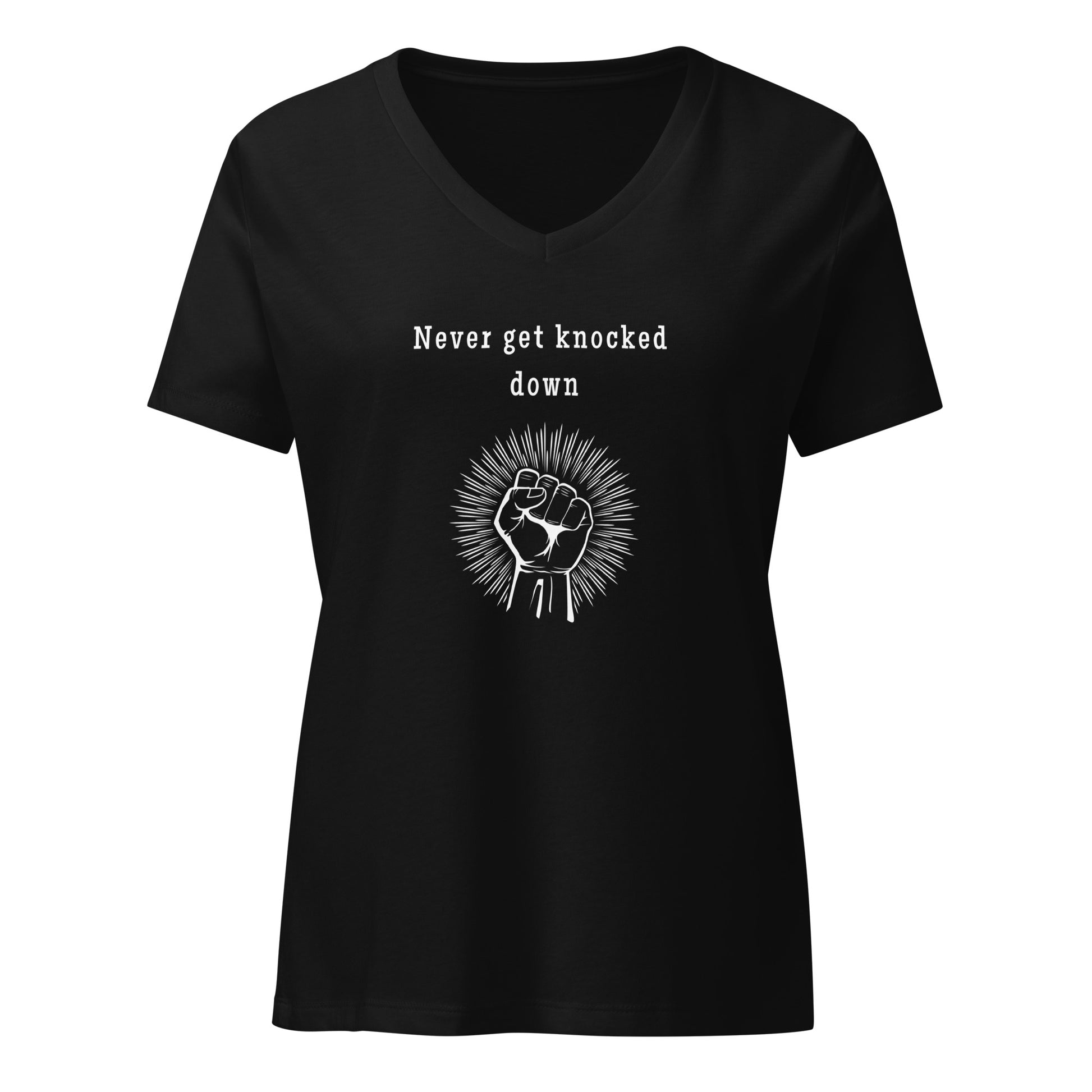 Never Get Knocked Down Women’s Relaxed V-neck Tee by EraofInk