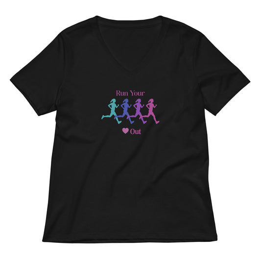 Run Your Heart Out Women’s Relaxed V-neck Tee by EraofInk