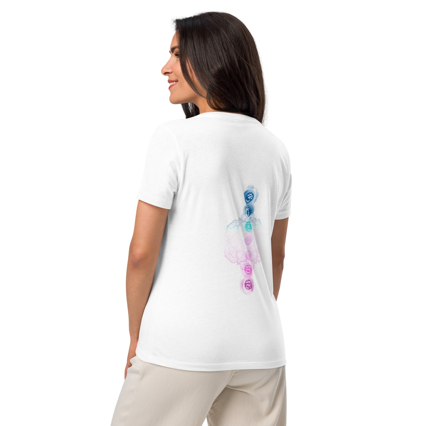 Third Eye Design with Semi Transparent Colors Women’s Relaxed V-neck Tee by EraofInk