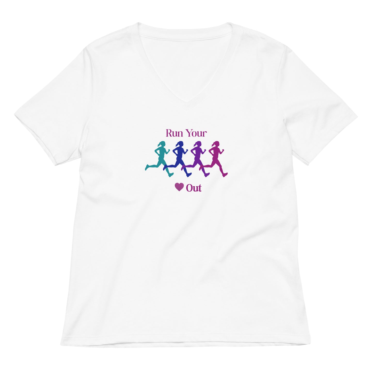 Run Your Heart Out Women’s Relaxed V-neck Tee by EraofInk
