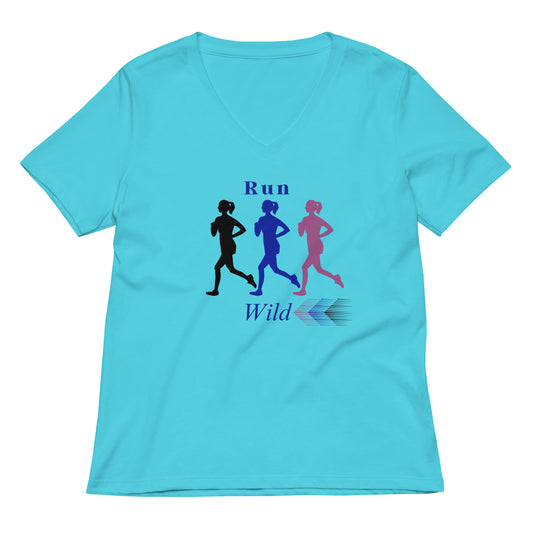 Run Wild Women’s Relaxed V-neck Tee by EraofInk