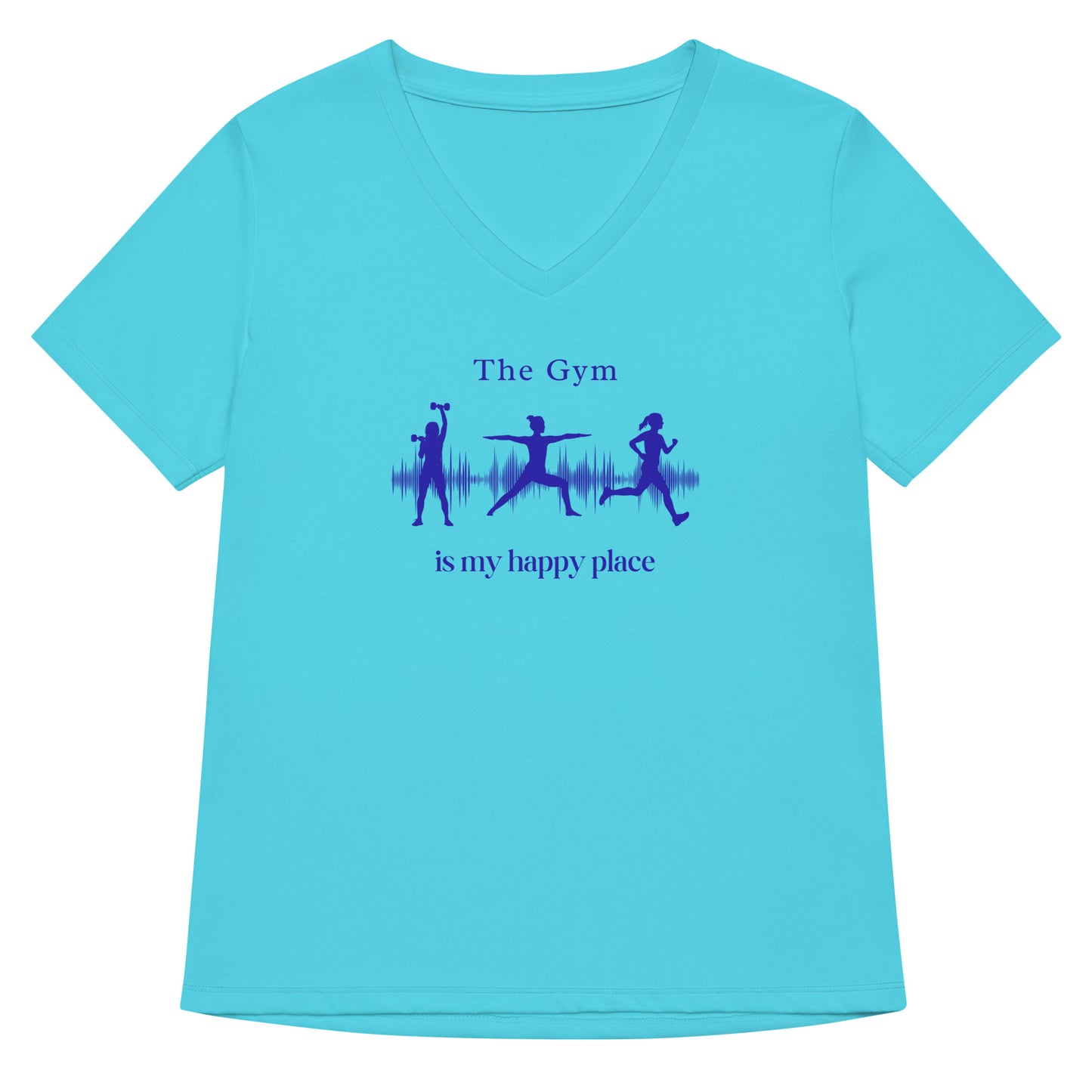 The Gym is My Happy Place Women’s Relaxed V-neck Tee by EraofInk