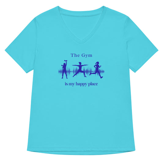 The Gym is My Happy Place Women’s Relaxed V-neck Tee by EraofInk