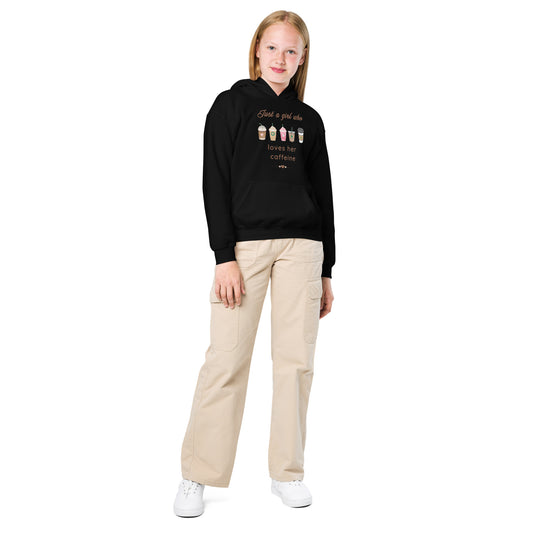 Just a Girl Who Loves Her Caffeine Youth Heavy Blend Hoodie by EraofInk