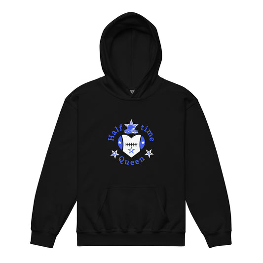Halftime Queen Football Youth Heavy Blend Hoodie Blue & White Stars by EraofInk