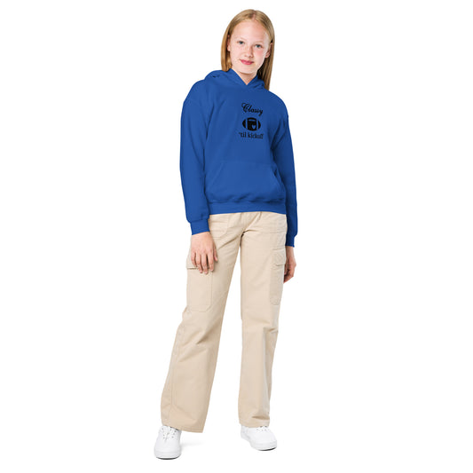 Classy 'til Kickoff Football Youth Heavy Blend Hoodie Black Font by EraofInk