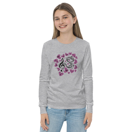 Music Is In My Heart Youth Long Sleeve Tee by EraofInk