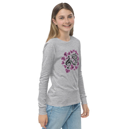 Music Is In My Heart Youth Long Sleeve Tee by EraofInk