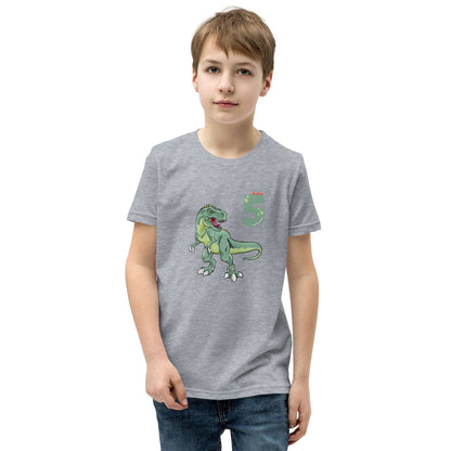 Dinosaur 5th Birthday Youth Tee by EraofInk