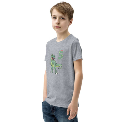 Dinosaur 5th Birthday Youth Tee by EraofInk