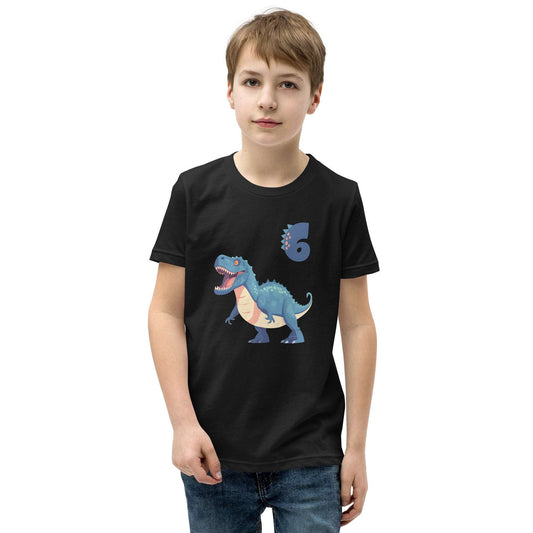 Dinosaur Tee for 6th Birthday Youth Tee by EraofInk