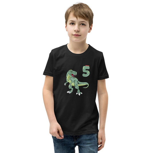 Dinosaur 5th Birthday Youth Tee by EraofInk