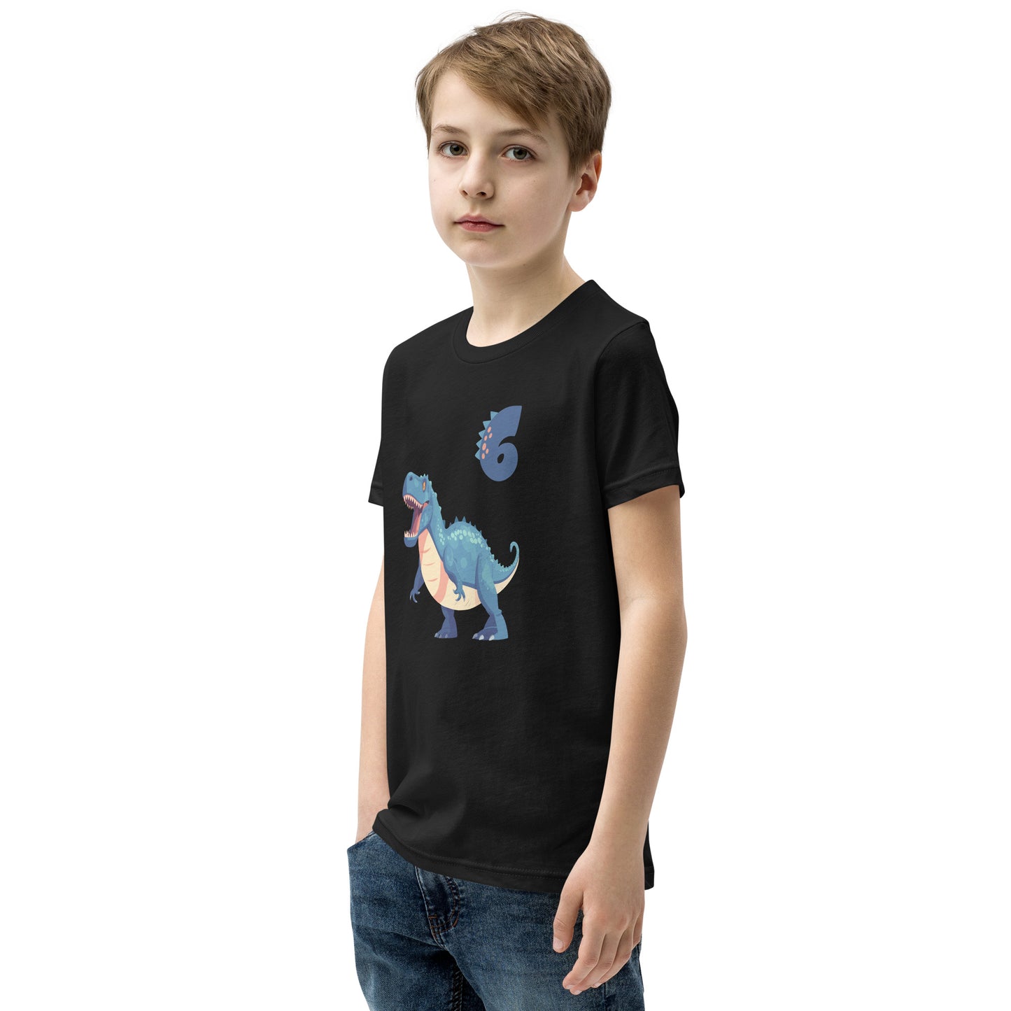 Dinosaur Tee for 6th Birthday Youth Tee by EraofInk