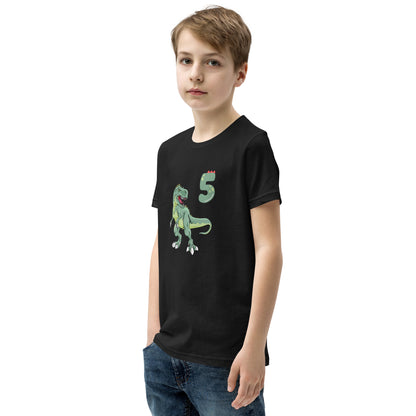 Dinosaur 5th Birthday Youth Tee by EraofInk