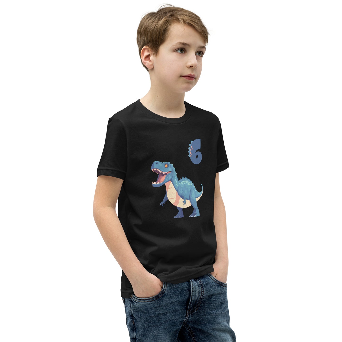 Dinosaur Tee for 6th Birthday Youth Tee by EraofInk