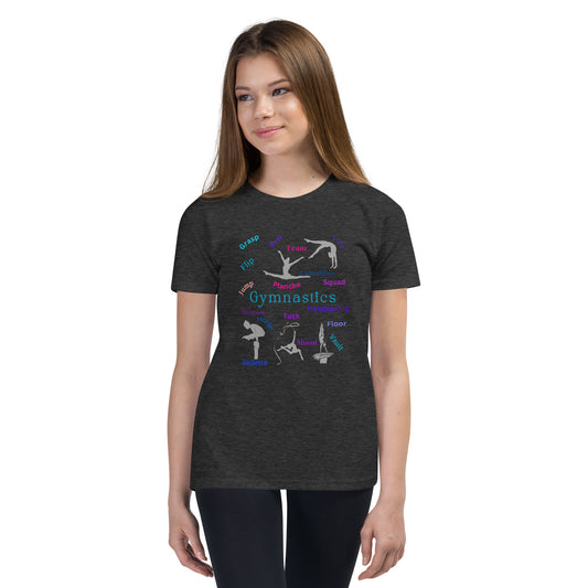 Gymnastics - with poses, moves & silhouettes - Youth Short Sleeve T-Shirt - by RecreatingKrista