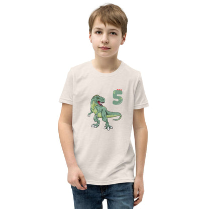 Dinosaur 5th Birthday Youth Tee by EraofInk