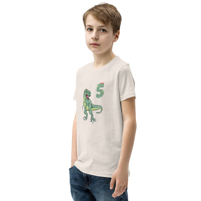 Dinosaur 5th Birthday Youth Tee by EraofInk