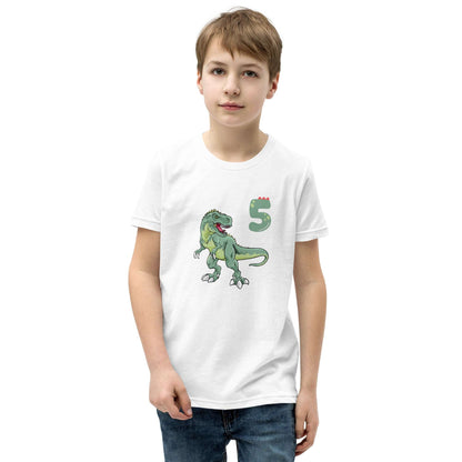 Dinosaur 5th Birthday Youth Tee by EraofInk